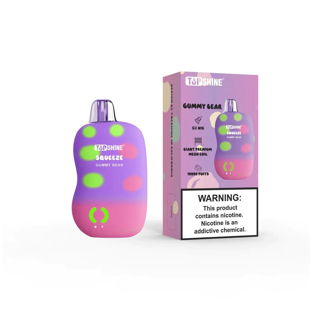 Top Shine - Squeeze 10000 puffs - Stress-Relieving Squeeze Body, 10,000 Puffs, LED Indicators