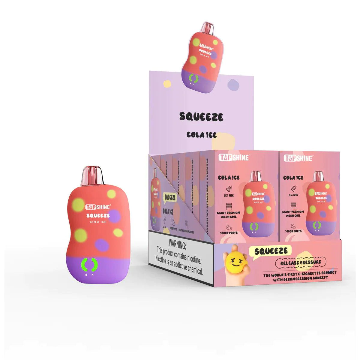 Top Shine - Squeeze 10000 puffs - Stress-Relieving Squeeze Body, 10,000 Puffs, LED Indicators