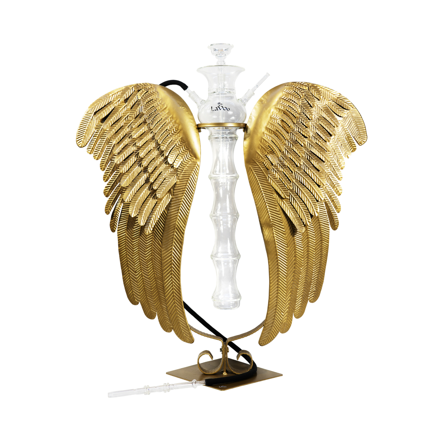 Lavoo ArchAngel Hookah with Handblown Glass and Rustic Wing Stand